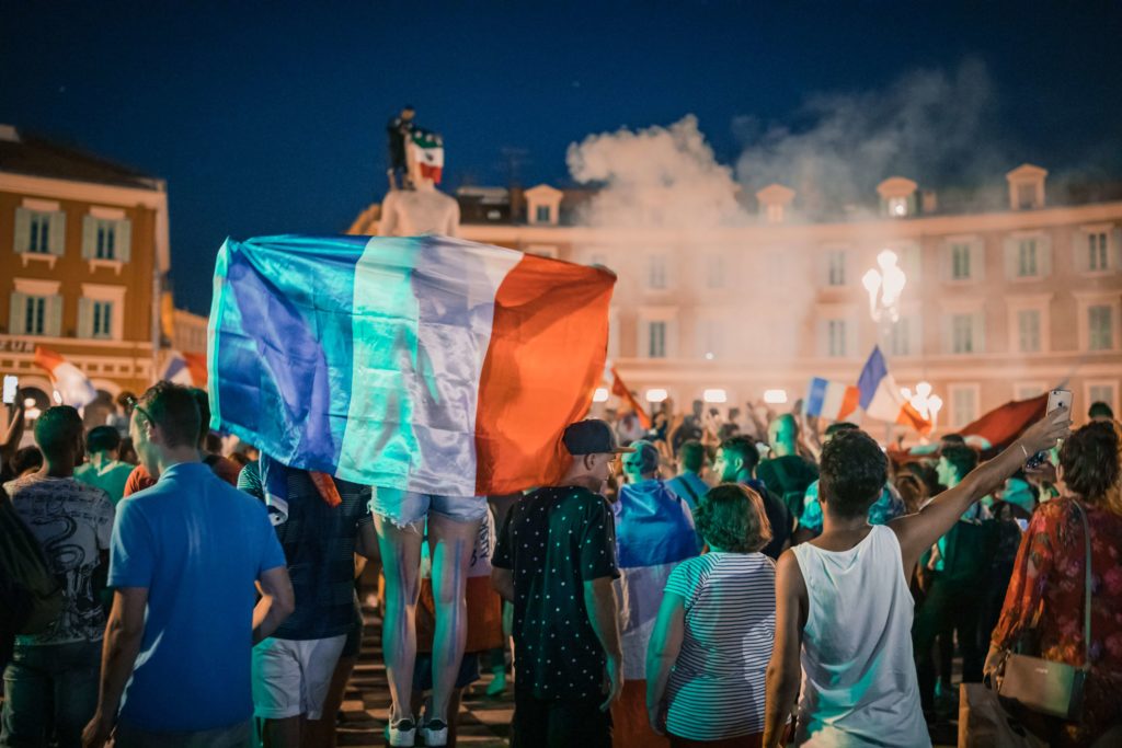 Foule de supporter français lors de la finale de la coupe du monde 2018.

