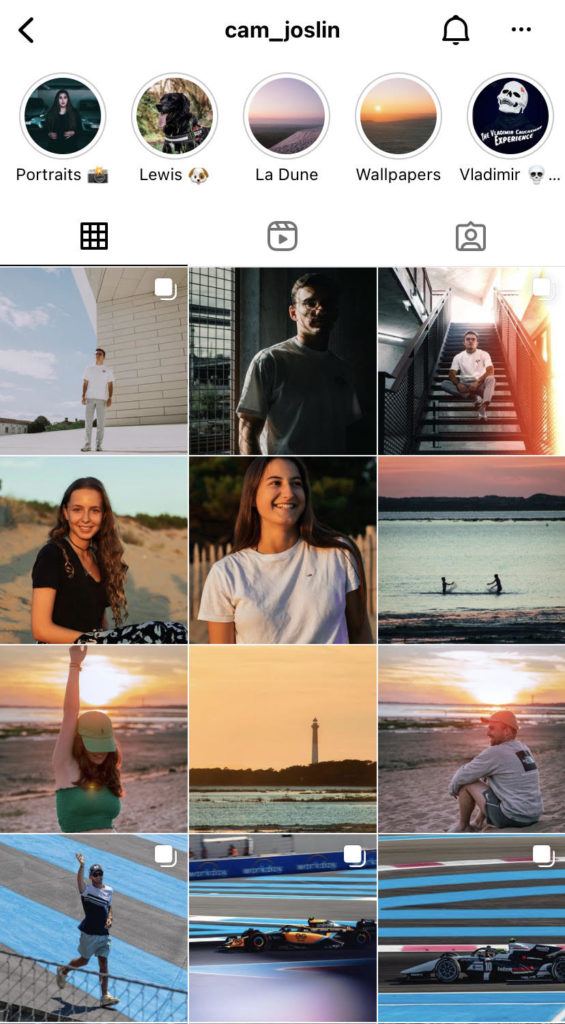 Instagram VS TikTok : Feed instagram d'un photographe professionnel