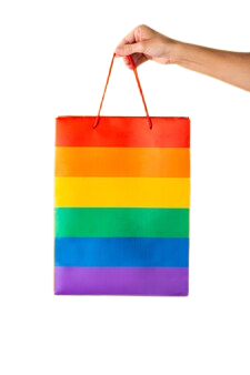 sac avec le drapeau de la communauté LGBTQ+ qui peut être pris pour du pinkwashing s'il n'y a pas de réel engagement de la marque.
